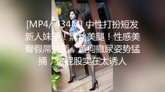 [MP4/ 434M] 中性打扮短发新人妹子！黑丝美腿！性感美臀假屌抽插，黄狗撒尿姿势猛捅，这屁股实在太诱人